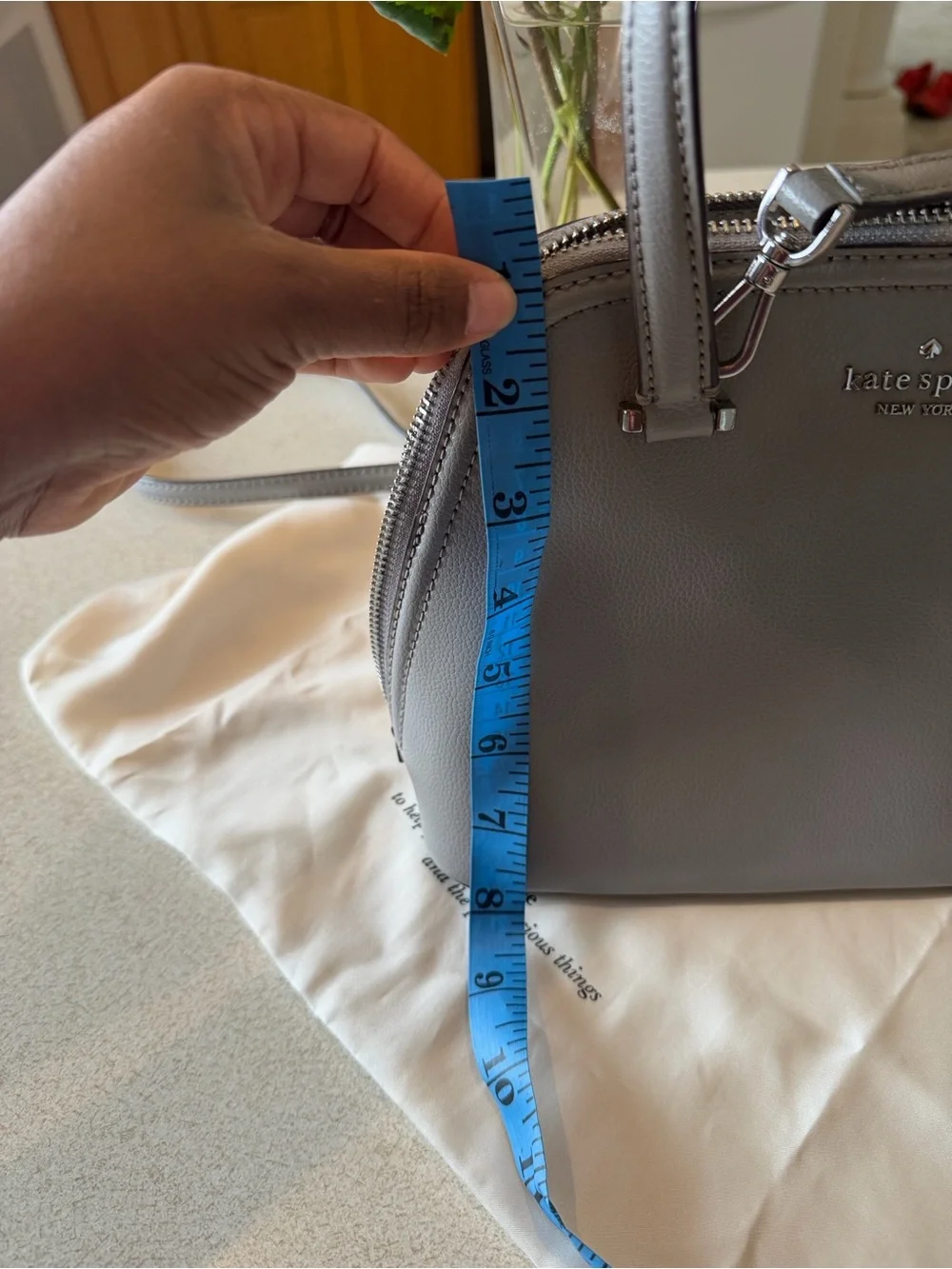 kate spade Gray Leather Dome Satchel with Detachable Crossbody Strap - Picture 11 of 11